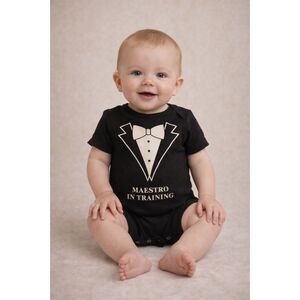 Metropolitan Met Opera Tuxedo Maestro Orchestra Conductor Romper, Size 6 Months